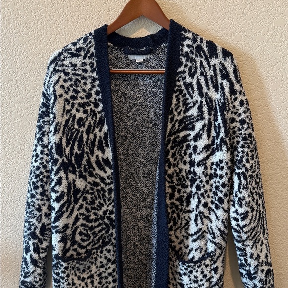 Barefoot Dreams CC Wilderness Long Robe-Cream/Indigo XXS/XS - Picture 4 of 10